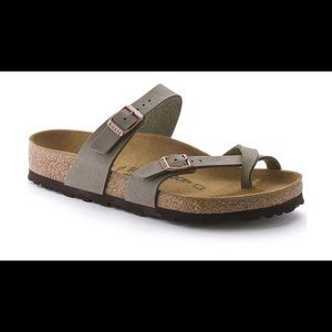 Birkenstock Mayari, color is Stone.